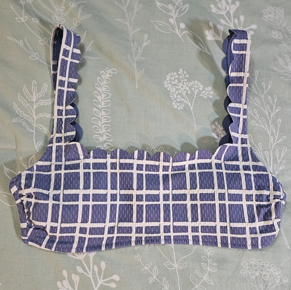Aerie Blue and White Bodysuit Swimwear with Geometric Design - Picture 1 of 10